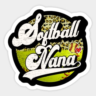 Softball Nana Vintage Leopard Softball Family Matching Sticker